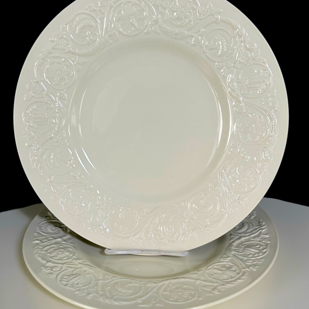 Two Wedgwood Patrician Ivory Dinner Plates-Vintage